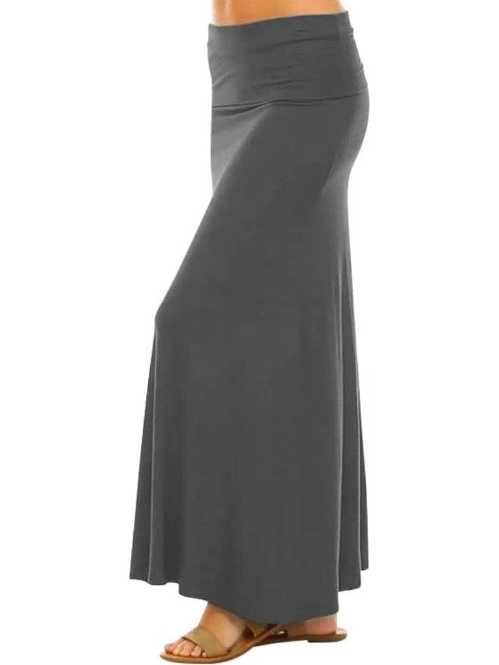 Women's Sweet Hearts Charcoal High Waist Long Flare A-Line Skirt Maxi Dress